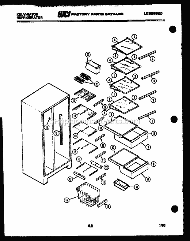 Kelvinator FMK220EN2W Side-By-Side Refrigerator - Side by Side - Lk30588020 Shelf Parts Diagram