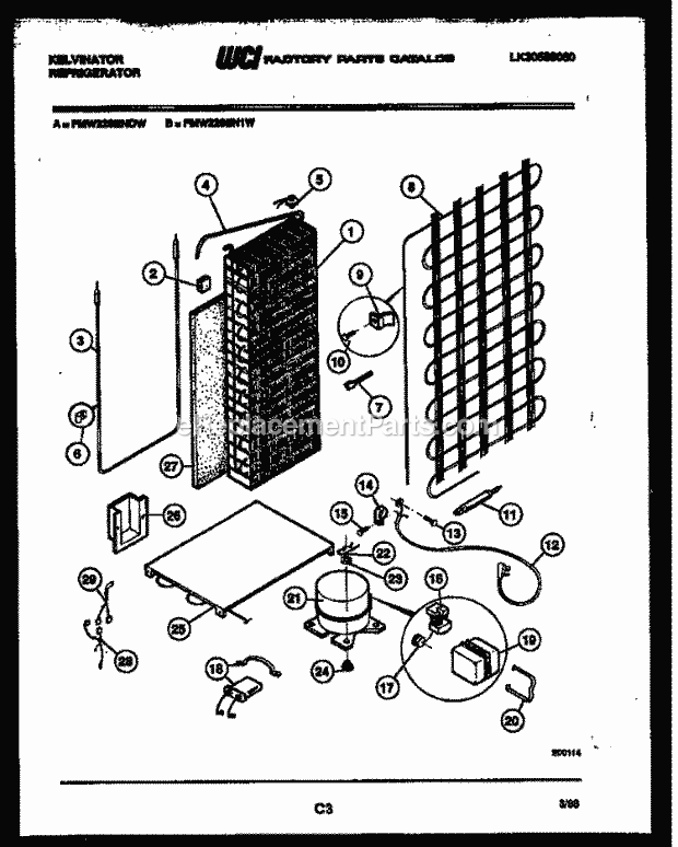 Kelvinator FMW220EN0D Side-By-Side Refrigerator - Side by Side - Lk30588060 System and Automatic Defrost Parts Diagram