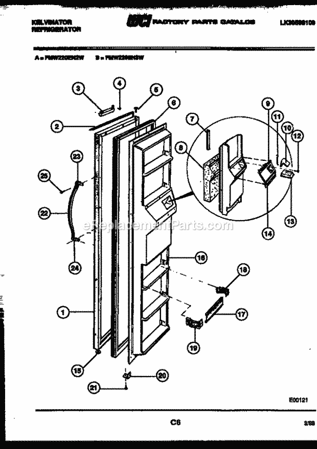 Kelvinator FMW220EN2V Side-By-Side Refrigerator-Side by Side - Lk30588100 Freezer Door Parts Diagram