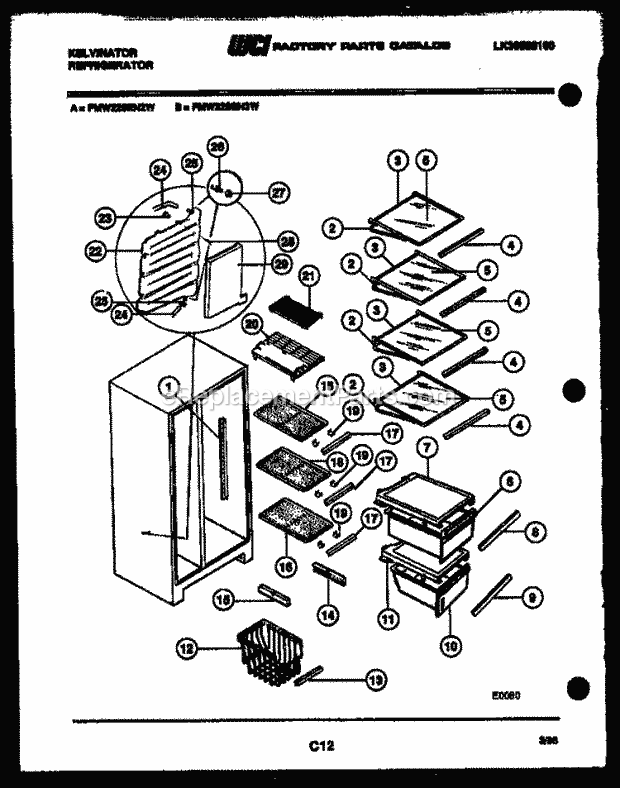 Kelvinator FMW220EN2V Side-By-Side Refrigerator-Side by Side - Lk30588100 Shelves and Supports Diagram