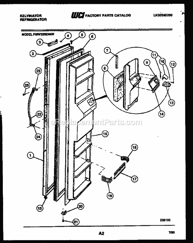Kelvinator FMW220EN4F Side-By-Side Refrigerator - Side by Side - Lk30590200 Freezer Door Parts Diagram