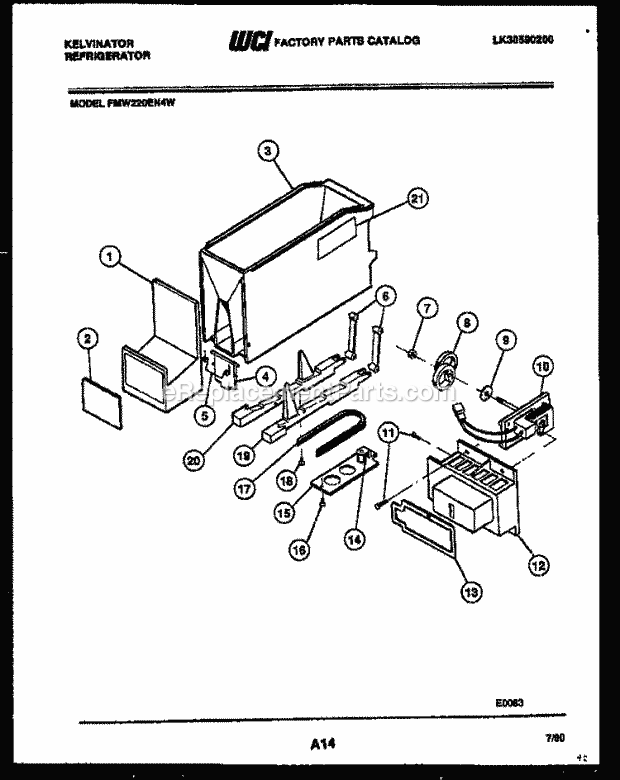 Kelvinator FMW220EN4F Side-By-Side Refrigerator - Side by Side - Lk30590200 Ice Dispenser Diagram