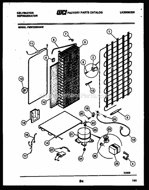 Kelvinator FMW220EN4F Side-By-Side Refrigerator - Side by Side - Lk30590200 System and Automatic Defrost Parts Diagram