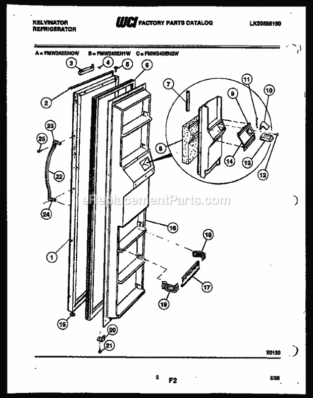 Kelvinator FMW240EN2F Side-By-Side Refrigerator - Side by Side - Lk30588150 Freezer Door Parts Diagram