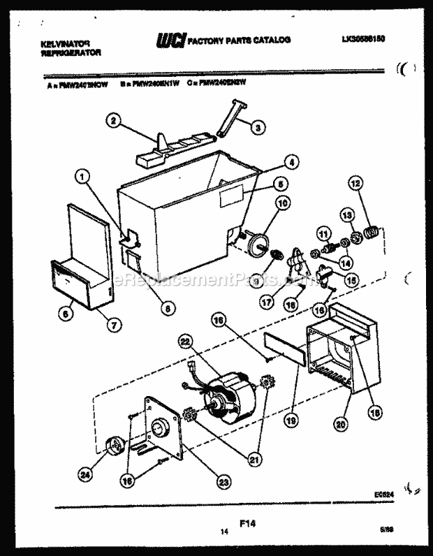 Kelvinator FMW240EN2V Side-By-Side Refrigerator - Side by Side - Lk30588150 Ice Dispenser Diagram