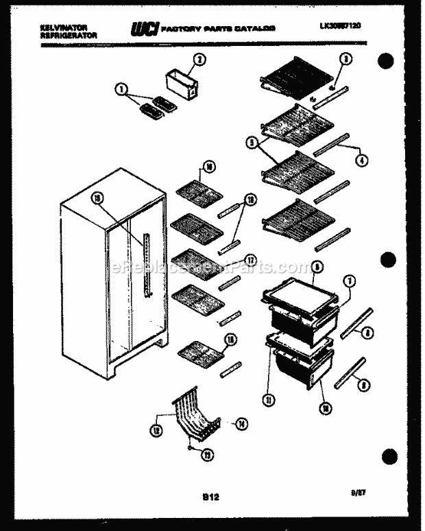 Kelvinator FSK190AN5T Side-By-Side Refrigerator Side by Side - Lk30587120 Shelves and Supports Diagram