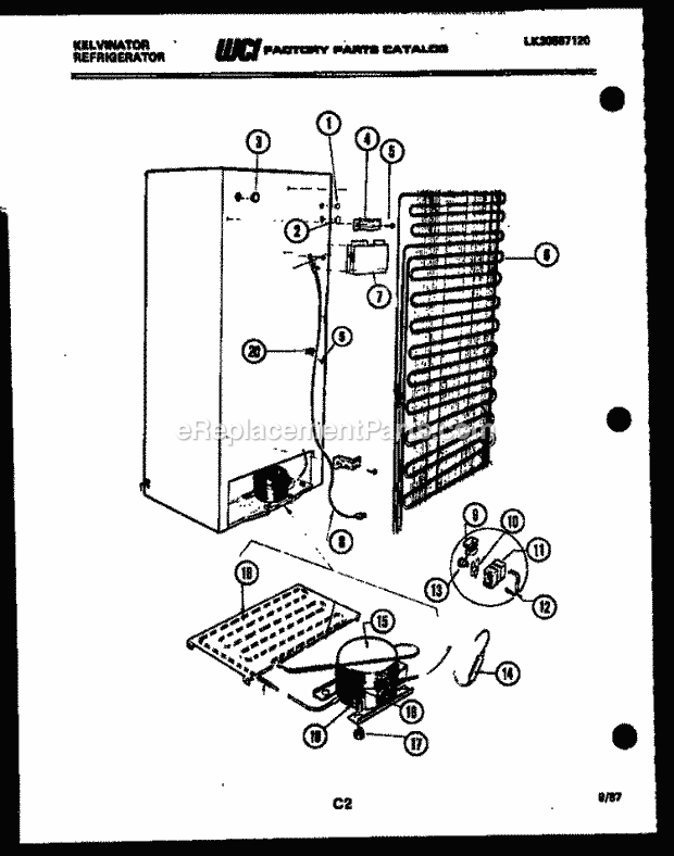 Kelvinator FSK190AN5V Side-By-Side Refrigerator Side by Side - Lk30587120 System and Automatic Defrost Parts Diagram