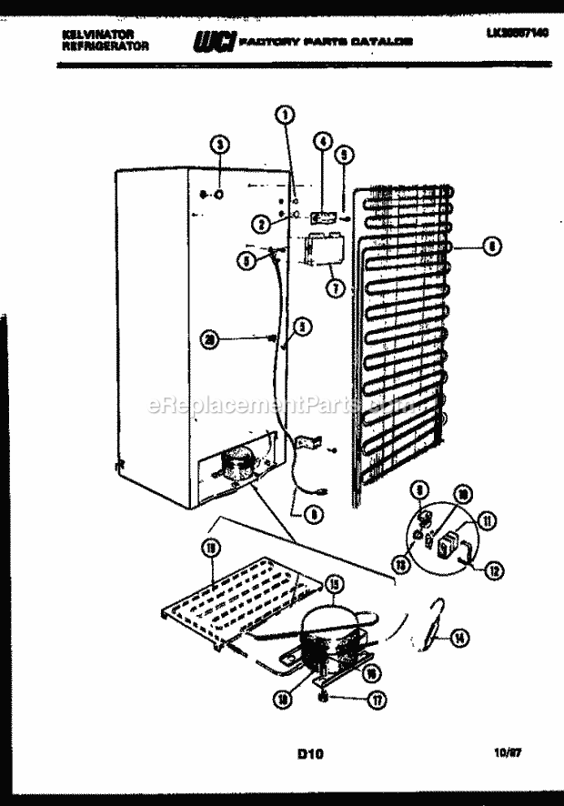 Kelvinator FSK190EN0V Side-By-Side Refrigerator Side by Side - Lk30587140 System and Automatic Defrost Parts Diagram