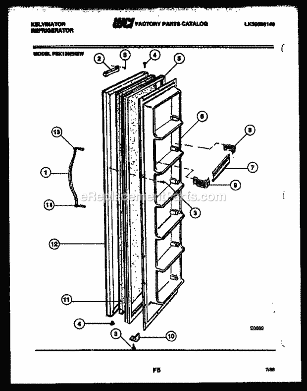 Kelvinator FSK190EN2T Side-By-Side Refrigerator - Side by Side - Lk30588140 Door Parts Diagram