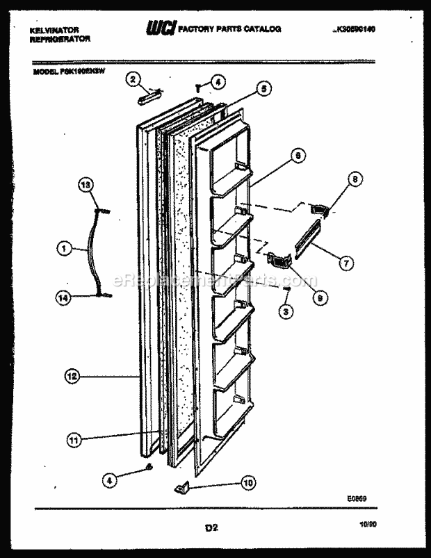 Kelvinator FSK190EN3F Side-By-Side Refrigerator - Side by Side - Lk30590140 Freezer Door Parts Diagram