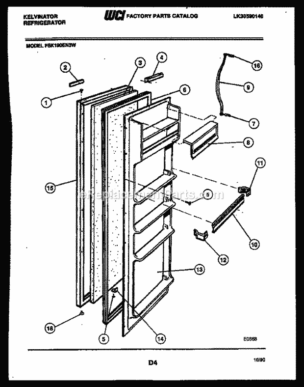 Kelvinator FSK190EN3F Side-By-Side Refrigerator - Side by Side - Lk30590140 Refrigerator Door Parts Diagram