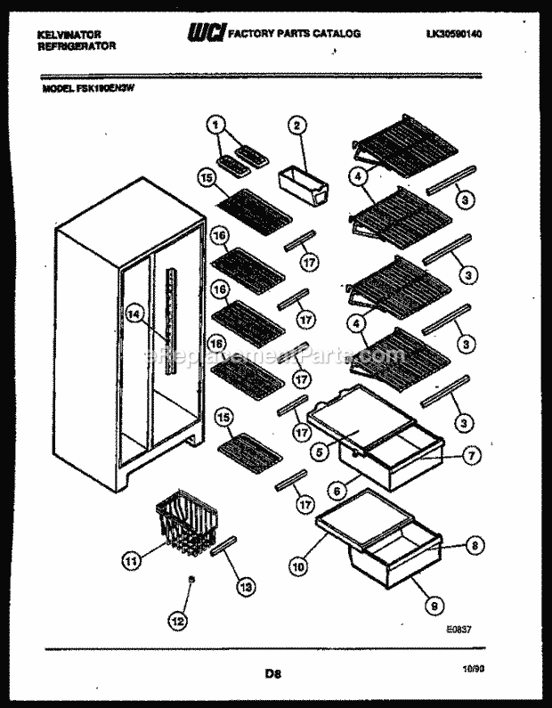 Kelvinator FSK190EN3F Side-By-Side Refrigerator - Side by Side - Lk30590140 Shelves and Supports Diagram