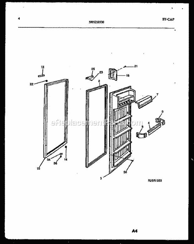 Kelvinator FSK190JN1W Side-By-Side Side-By-Side Refrigerator - 5995210530 Door Parts Diagram