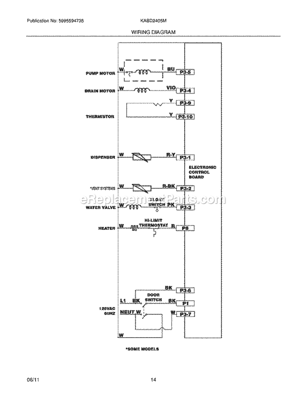 Kelvinator KABD2405MW0A Dishwasher Page H Diagram