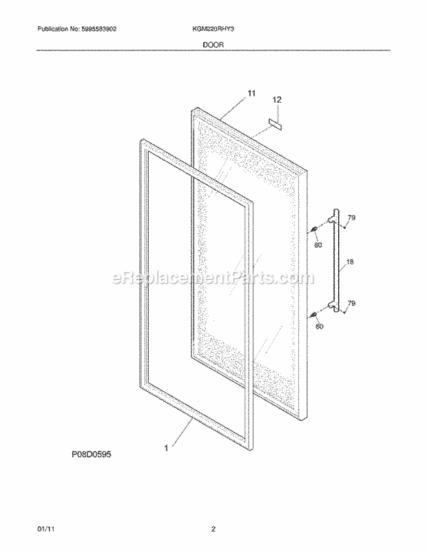 Kelvinator KGM220RHY3 Refrigerator Door Diagram