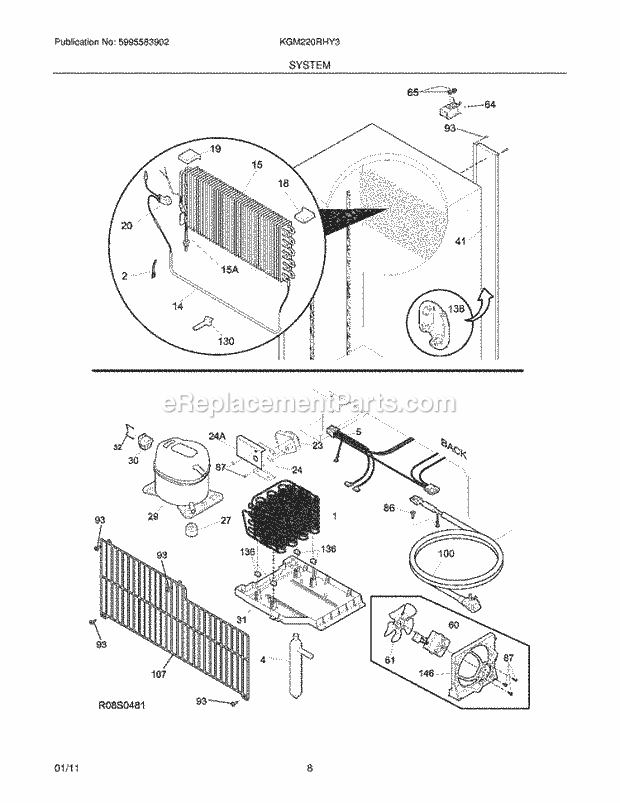 Kelvinator KGM220RHY3 Refrigerator System Diagram