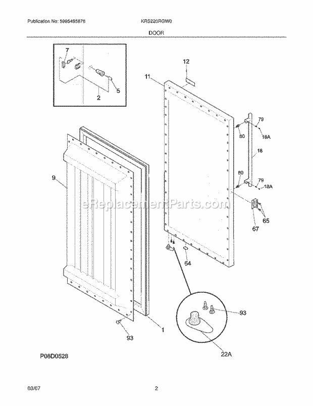 Kelvinator KRS220RGW0 Refrigerator Door Diagram