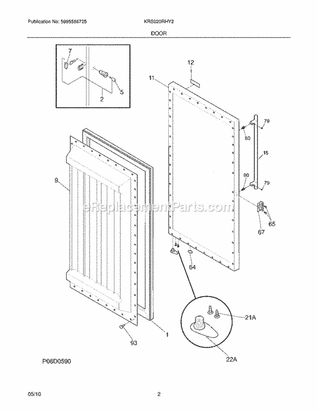 Kelvinator KRS220RHY2 Refrigerator Door Diagram