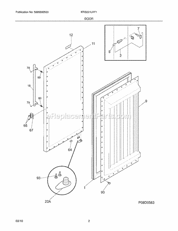 Kelvinator KRS221LHY1 Refrigerator Door Diagram