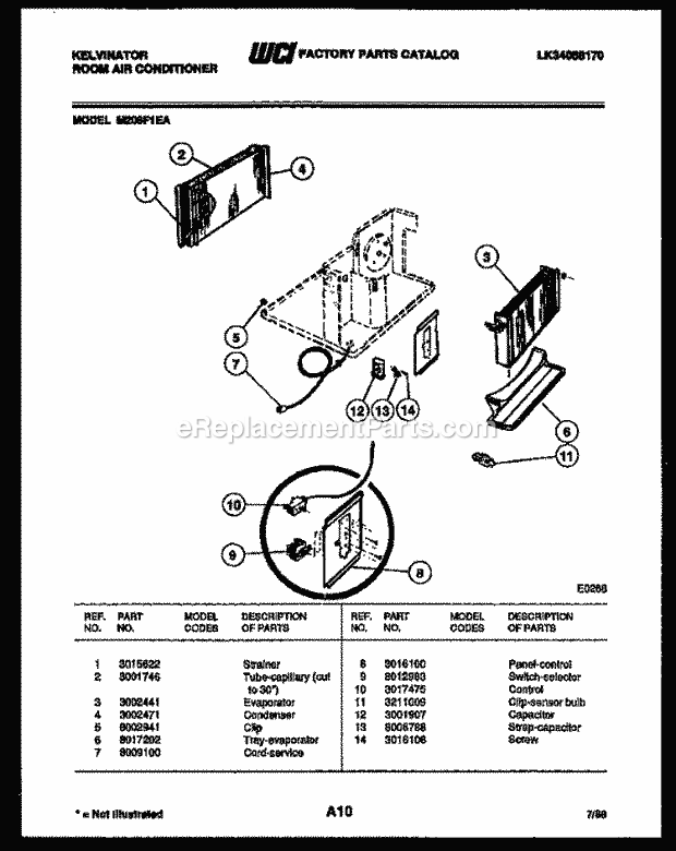 Kelvinator M208F1EA Room Air Conditioner - Lk34088170 Electrical Parts Diagram