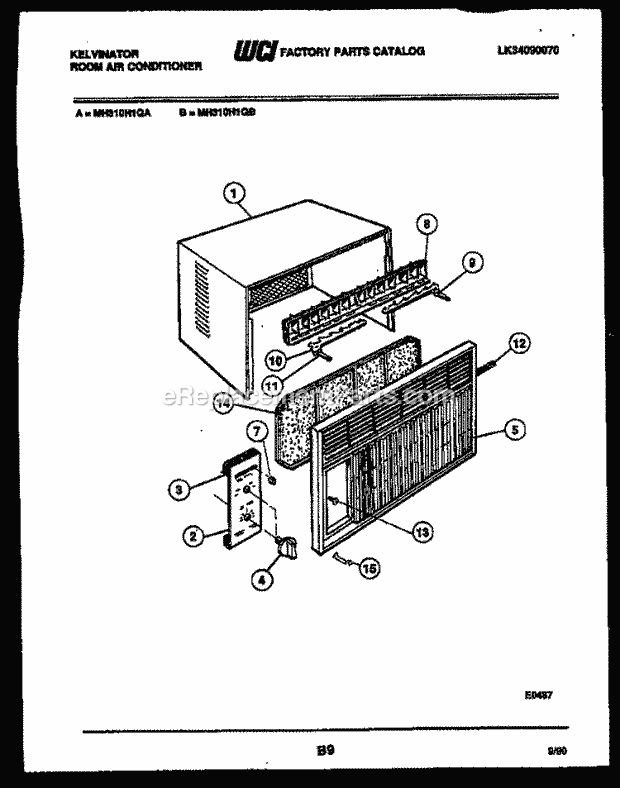 Kelvinator MH310H1QA Room Air Conditioner - Lk34090070 Cabinet Parts Diagram