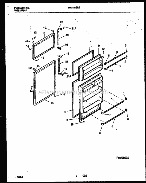 Kelvinator MRT18BRBY1 Top Freezer Top Mount Refrigerator - 5995257861 Door Parts Diagram