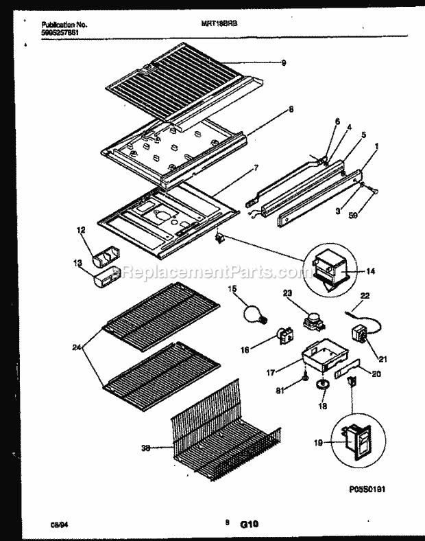 Kelvinator MRT18BRBZ1 Top Freezer Top Mount Refrigerator - 5995257861 Shelves and Supports Diagram