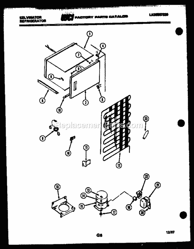 Kelvinator SSX130EM0F Compact Refrigerator - Lk30587320 System and Automatic Defrost Parts Diagram