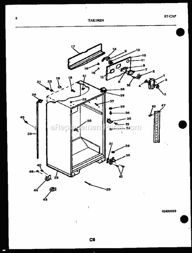 Kelvinator TAK190JN0W Top Freezer Top Mount Refrigerator - 5995207361 Page B Diagram