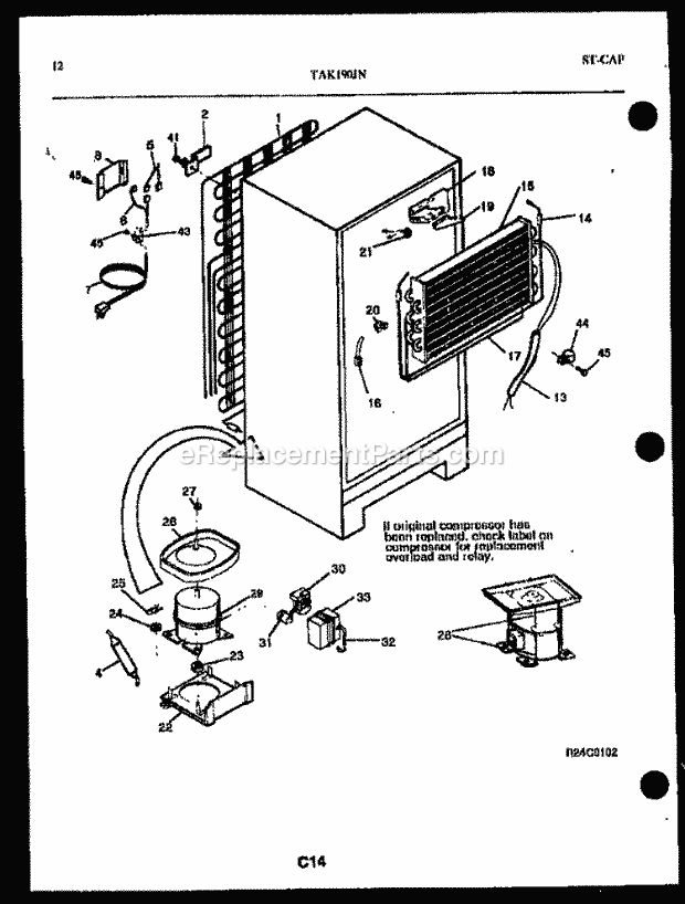 Kelvinator TAK190JN0W Top Freezer Top Mount Refrigerator - 5995207361 System and Automatic Defrost Parts Diagram