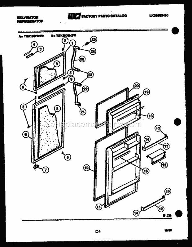 Kelvinator TGK180EN1F Top Freezer Refrigerator - Top Mount - Lk30588430 Door Parts Diagram