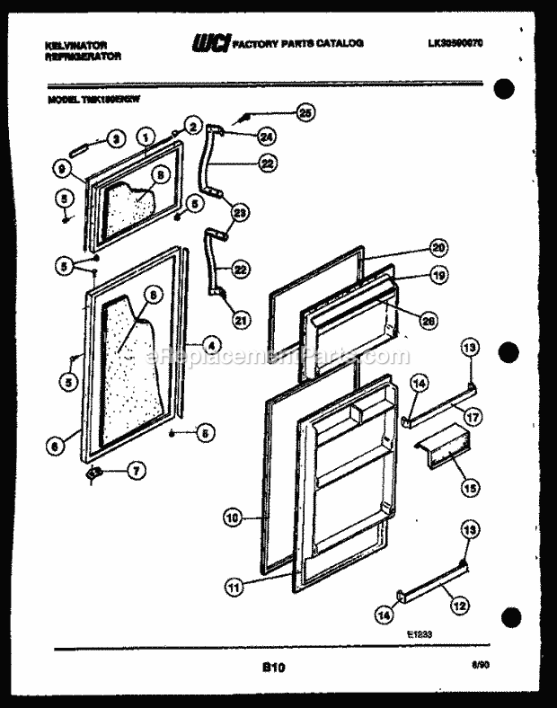 Kelvinator TMK180EN2D Top Freezer Refrigerator - Top Mount - Lk30590070 Door Parts Diagram
