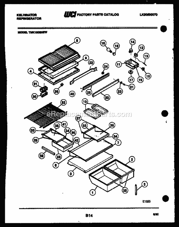 Kelvinator TMK180EN2D Top Freezer Refrigerator - Top Mount - Lk30590070 Shelves and Supports Diagram