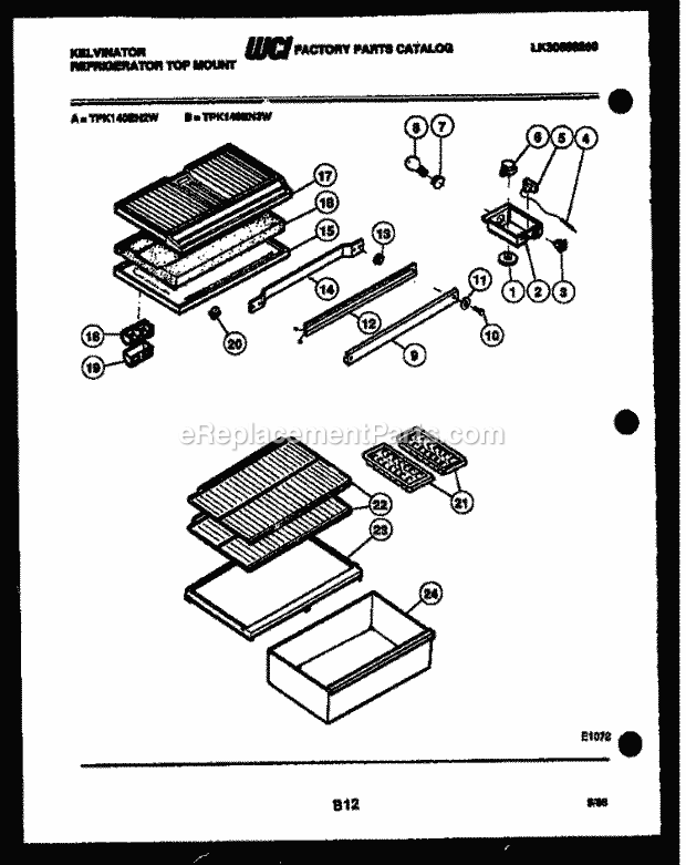 Kelvinator TPK140EN3V Top Freezer Refrigerator Top Mount - Lk30588260 Shelves and Supports Diagram