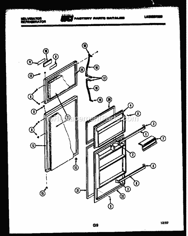 Kelvinator TPK160BN3D Top Freezer Refrigerator - Top Mount - Lk30587330 Door Parts Diagram