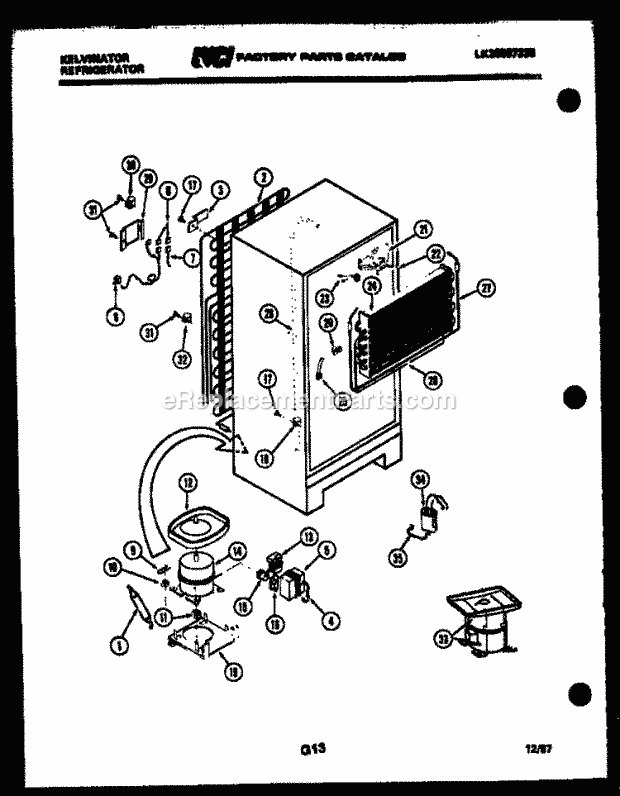 Kelvinator TPK160BN3D Top Freezer Refrigerator - Top Mount - Lk30587330 System and Automatic Defrost Parts Diagram