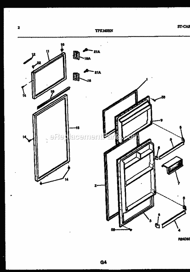 Kelvinator TPK160HN2T Top Freezer Top Mount Refrigerator - 5995233060 Door Parts Diagram