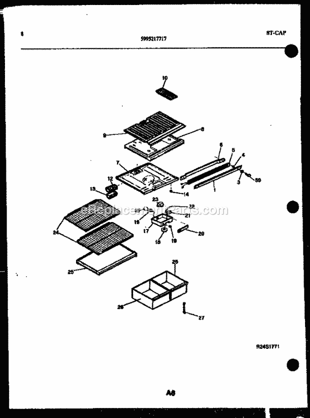 Kelvinator TPK160JN2D Top Freezer Top Mount Refrigerator - 5995217717 Shelves and Supports Diagram