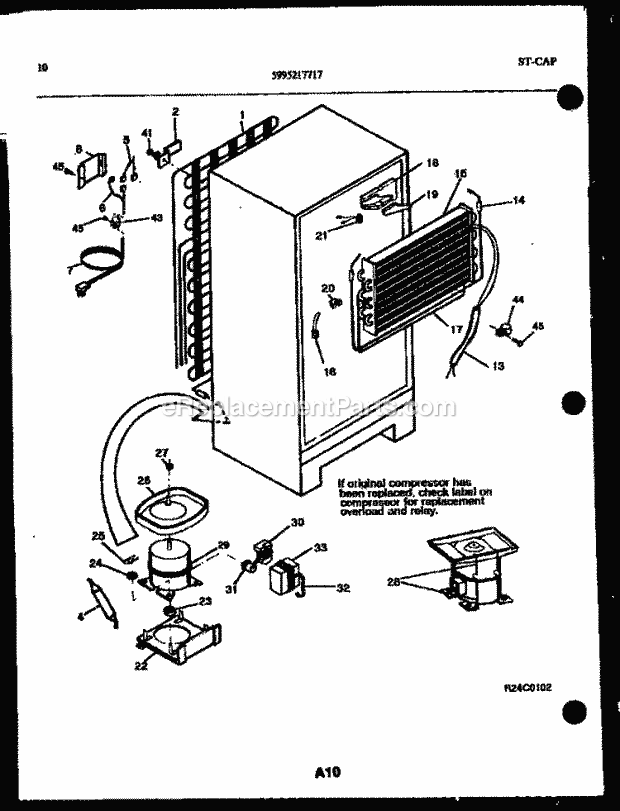 Kelvinator TPK160JN2D Top Freezer Top Mount Refrigerator - 5995217717 System and Automatic Defrost Parts Diagram