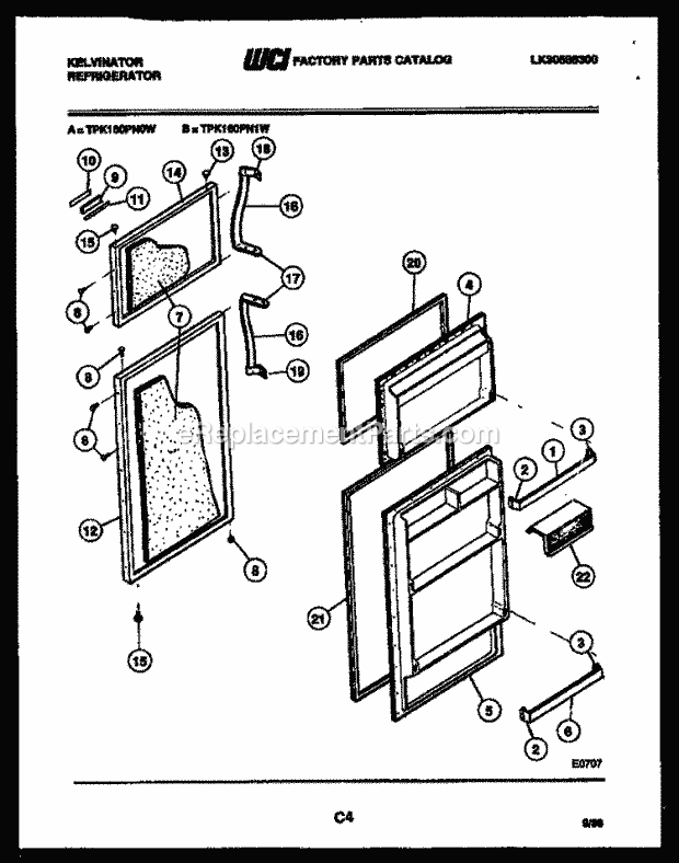 Kelvinator TPK160PN0D Top Freezer Refrigerator-Top Mount - Lk30588300 Door Parts Diagram