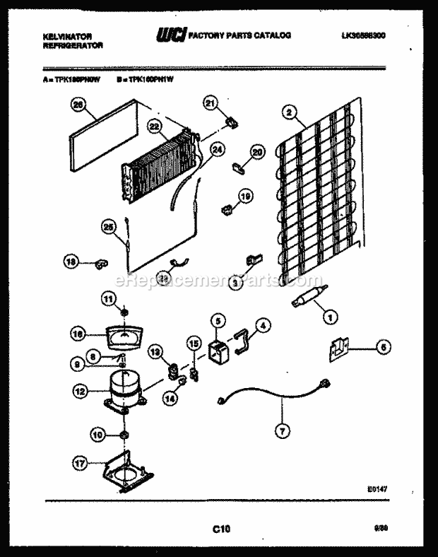 Kelvinator TPK160PN0T Top Freezer Refrigerator-Top Mount - Lk30588300 System and Automatic Defrost Parts Diagram