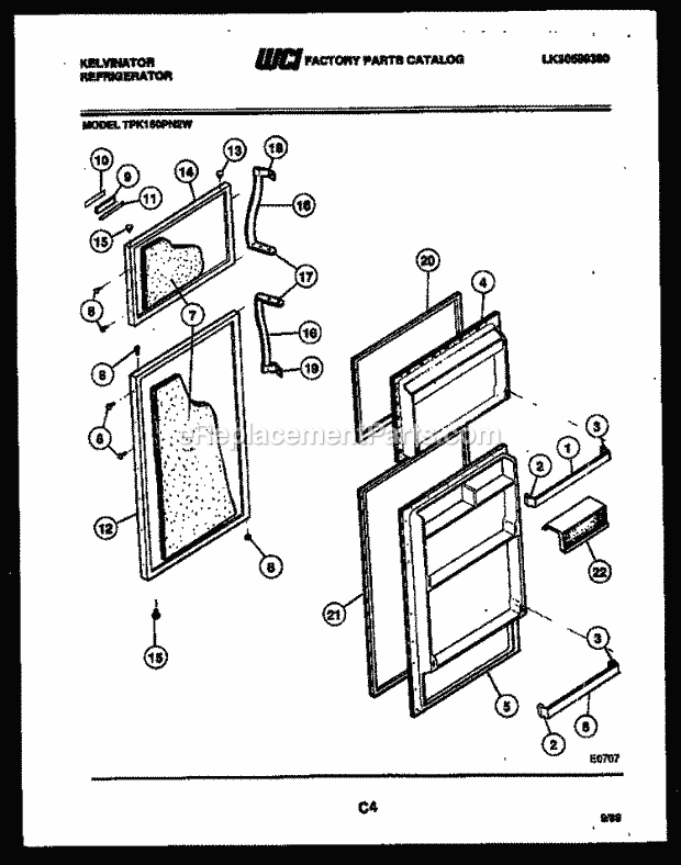 Kelvinator TPK160PN2T Top Freezer Refrigerator-Top Mount - Lk30589380 Door Parts Diagram