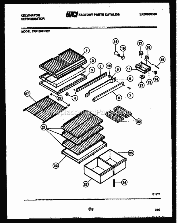 Kelvinator TPK160PN2T Top Freezer Refrigerator-Top Mount - Lk30589380 Shelves and Supports Diagram