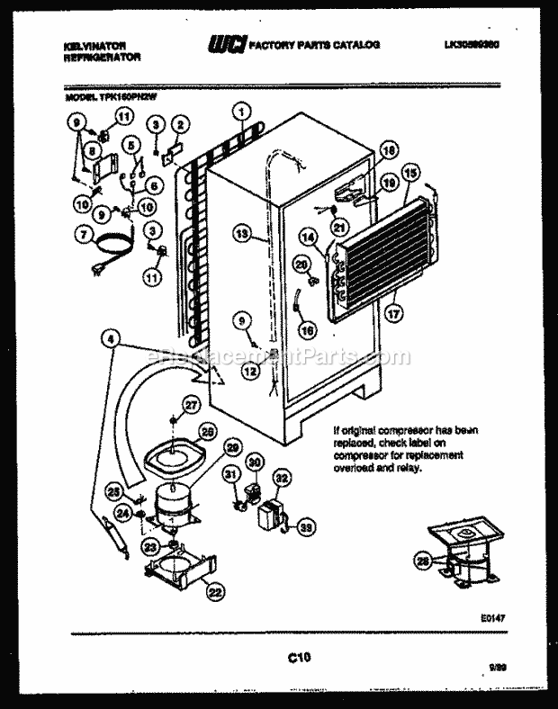 Kelvinator TPK160PN2T Top Freezer Refrigerator-Top Mount - Lk30589380 System and Automatic Defrost Parts Diagram