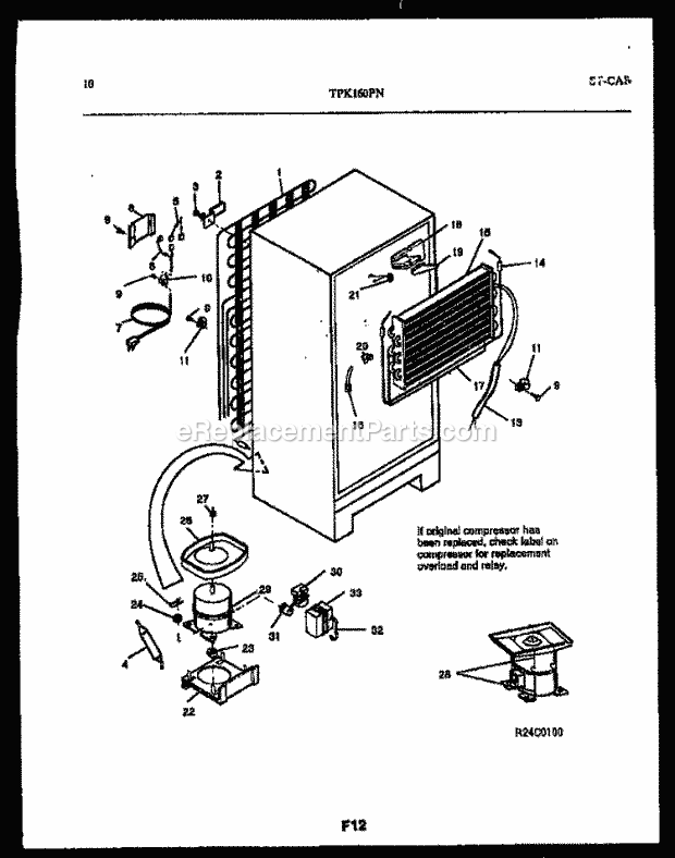 Kelvinator TPK160PN3D Top Freezer Top Mount Refrigerator - 5995204905 System and Automatic Defrost Parts Diagram