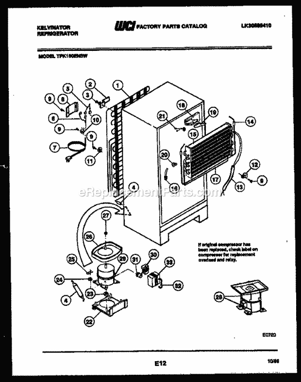 Kelvinator TPK180EN3D Top Freezer Refrigerator - Top Mount - Lk30589410 System and Automatic Defrost Parts Diagram