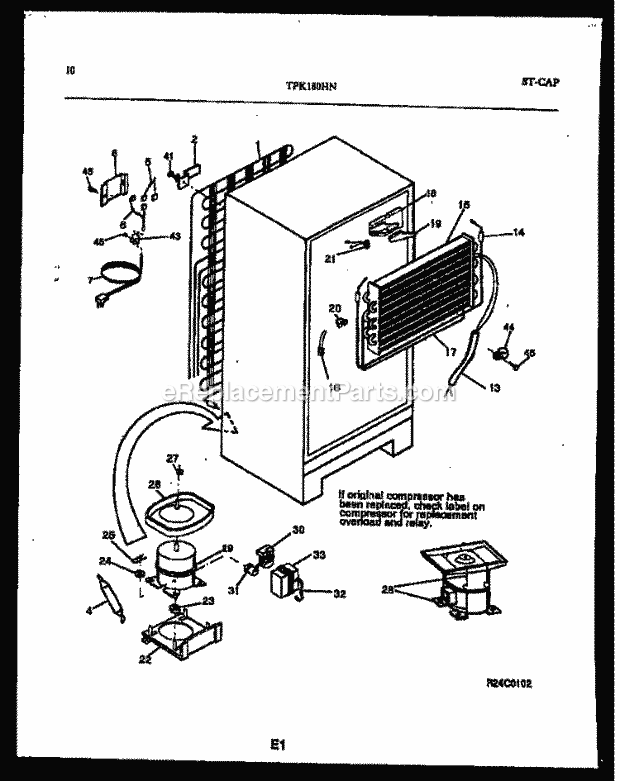 Kelvinator TPK180HN1D Top Freezer Top Mount Refrigerator - 5995223327 System and Automatic Defrost Parts Diagram