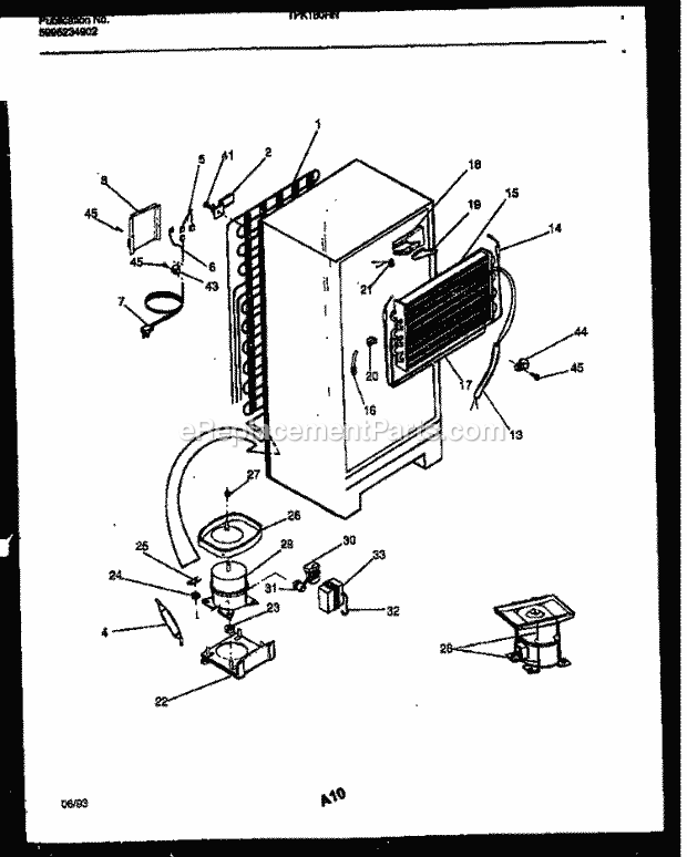 Kelvinator TPK180HN2W Top Freezer Top Mount Refrigerator - 5995234902 System and Automatic Defrost Parts Diagram