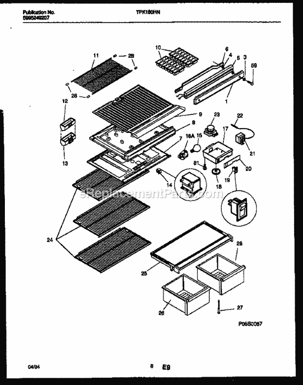 Kelvinator TPK180HN3T Top Freezer Top Mount Refrigerator - 5995249207 Shelves and Supports Diagram