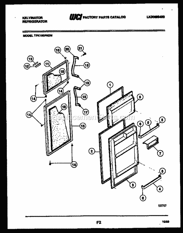 Kelvinator TPK180PN2D Top Freezer Refrigerator - Top Mount - Lk30589420 Door Parts Diagram